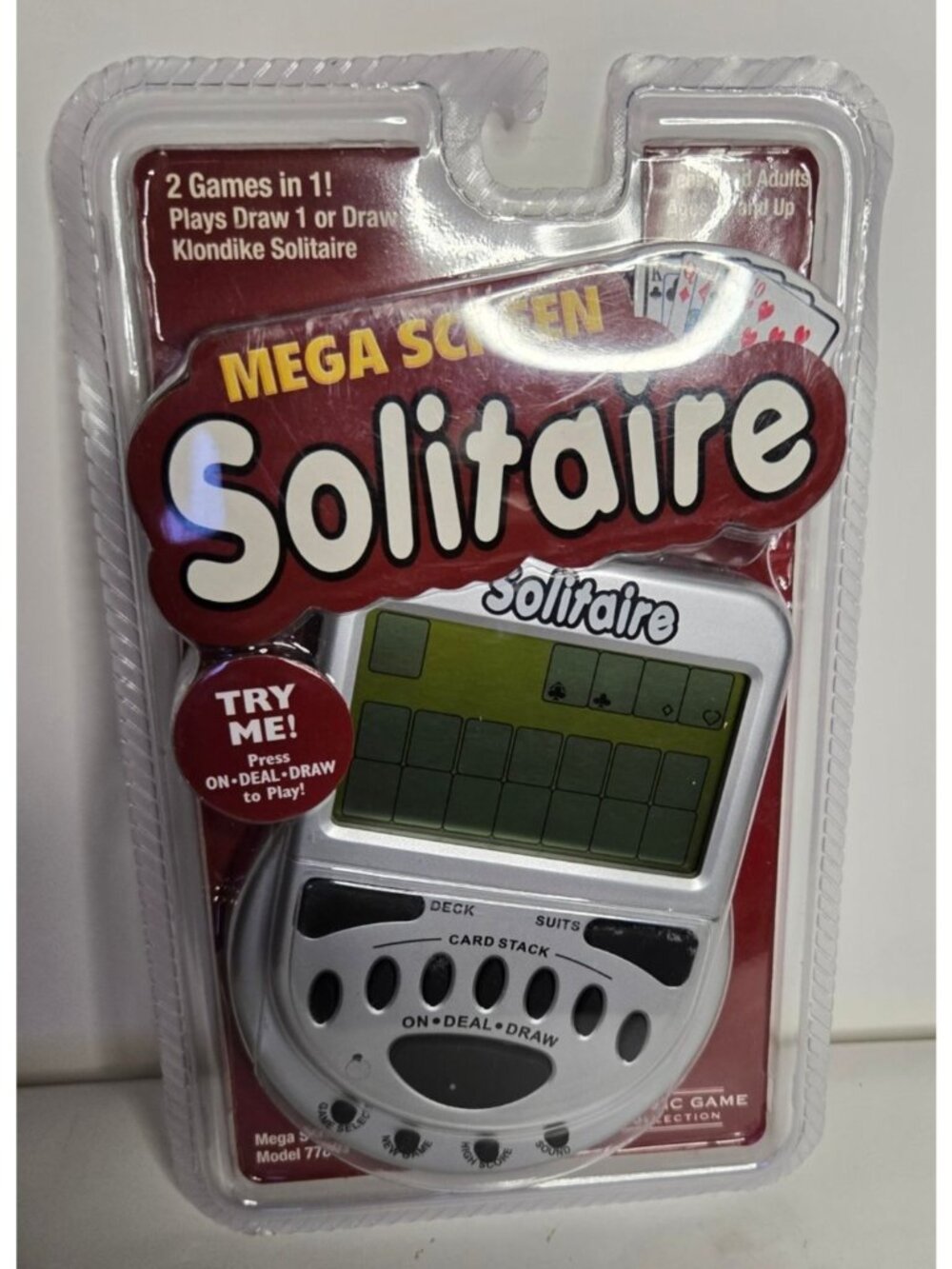 Brand New Mega Screen Solitaire Handheld Game Single Play Classic Card Game Fun